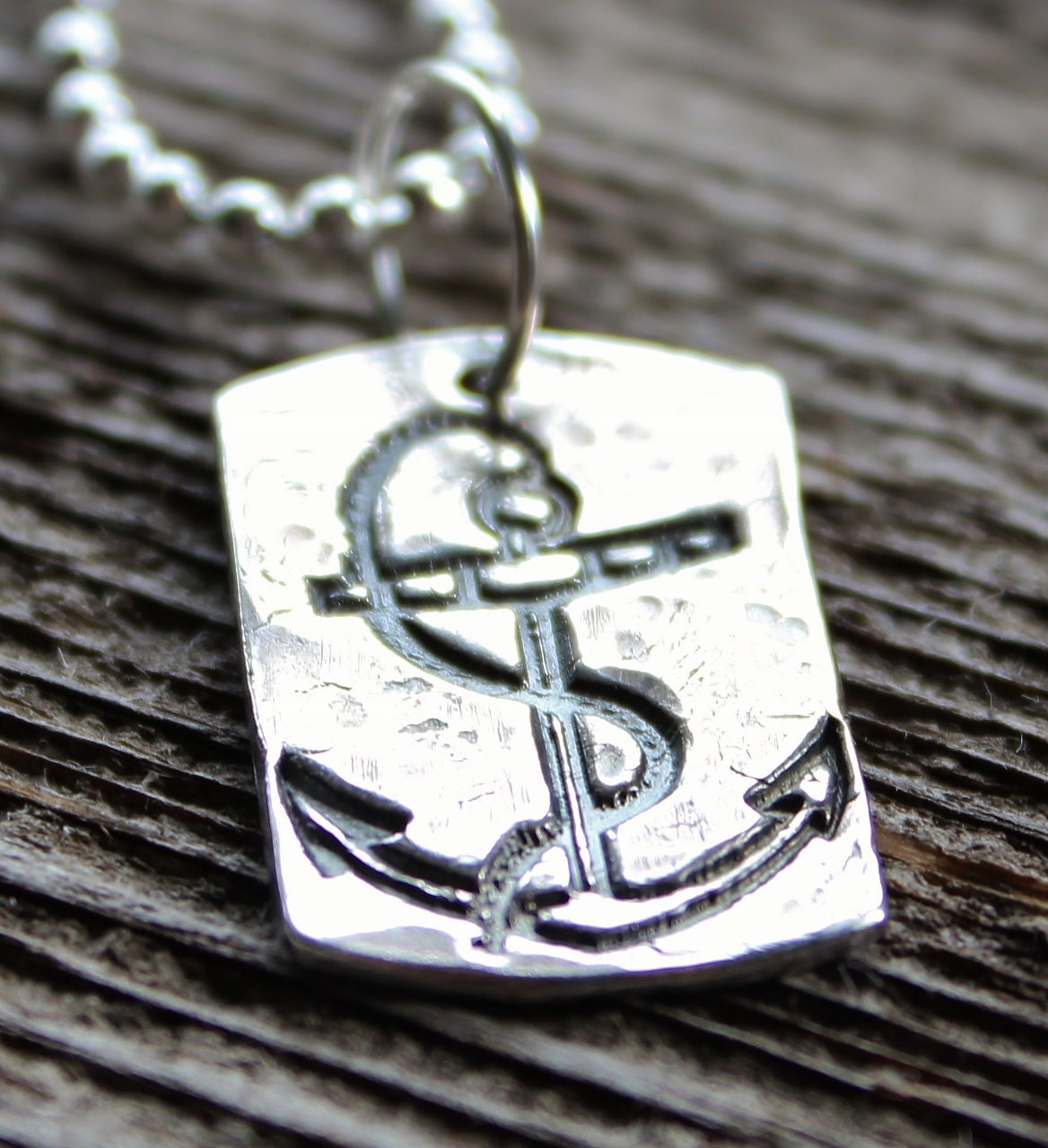 Men's Silver Anchor Necklace Personalized Silver Hand