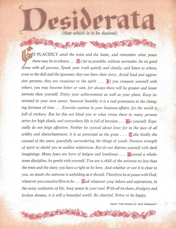 Shocking The Desiderata Poem Printable Mason Website