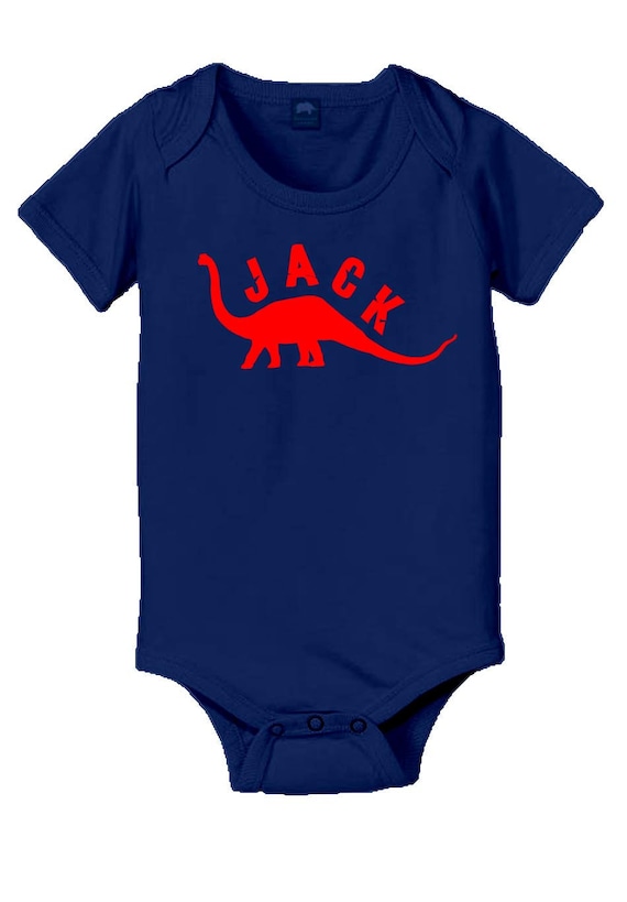 Personalized dinosaur baby onesie, long-neck dinosaur