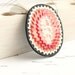 pencil shreds. oval pendant. native patterns. geometric jewelry. boho chic. red white black