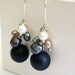 SALE-Pearl Cluster Earrings with Black Onyx
