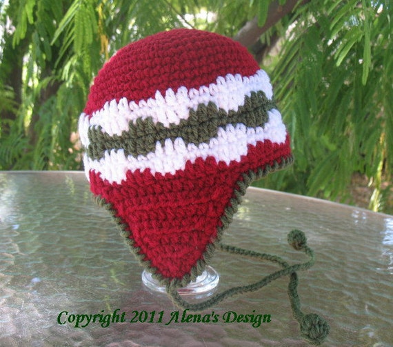 flaps crochet hat ear child pattern 006 Baby Children  Hat   Toddler Pattern flap Pom Ear Pom  Crochet