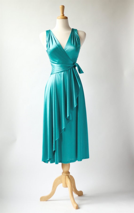 1970s vintage turquoise disco dress