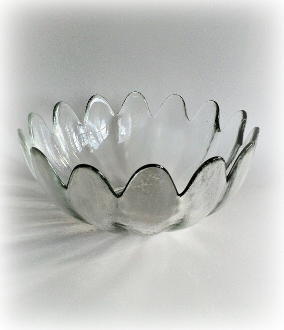 Vintage Blenko Clear Glass Petal Bowl