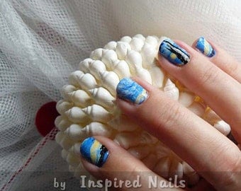 Van Gogh Starry Night Nail Art in Full Nail Decals