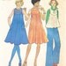 1976 Jumper or Top Vintage Pattern, Simplicity 7355, Swingy, Sleeveless Tent Dress or Flippy Top, Curved Yoke, Embroidery Trim