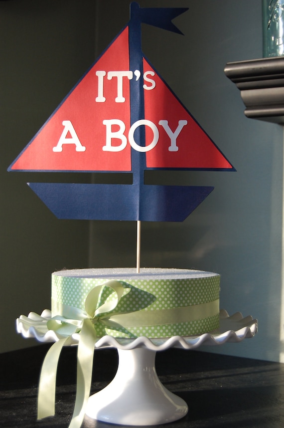 Its A Boy Sailboat Cake Topper Nautical Baby Shower Nautical