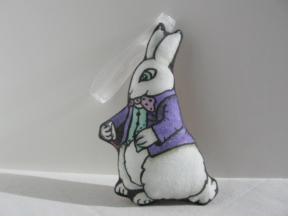 Alice in Wonderland Christmas Ornament White Rabbit Cloth Doll Handmade Stuffed Fabric Decoration