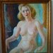 Vintage Nude Portrait Oil Painting framed
