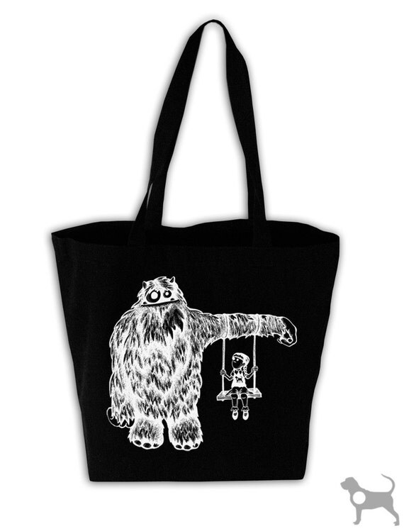 Monster Camouflage Black Canvas Grocery Tote Bag