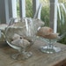 Pair Footed Glass Display Bowls Terrarium Wedding Buffet Seaside Beach Cottage