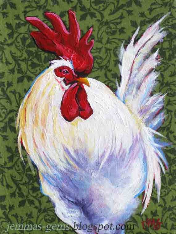 Rooster Painting White Rooster PrintWhite Rooster Art Print