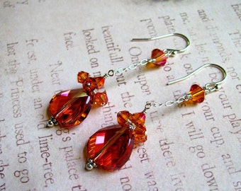 Astral Pink Earrings, Pink Earrings, Orange Earrings, Swarovski Earrings, Chain Earrings, Dangle Earrings, Statement Earrings, Astral Pink