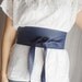 Navy blue vegan leather obi belt - Summer fashion - Sizes S-M and L-XL