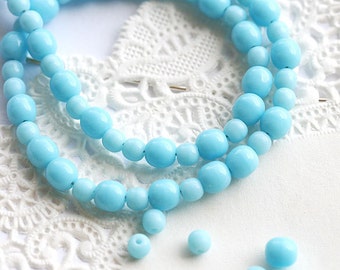 4-3mm Blue glass beads MIX, Czech round spacers, druk, blue pressed beads - approx.100Pc - 0325