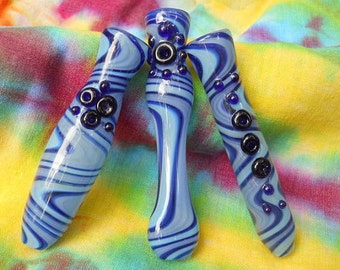 Hand Blown Glass Cigarette Holder - Inside Out- Lapis