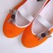 orange in chocolate / brown summer ballet flats shoes tangerin bow strips mary janes woman bride poletsy fashion gift vegan