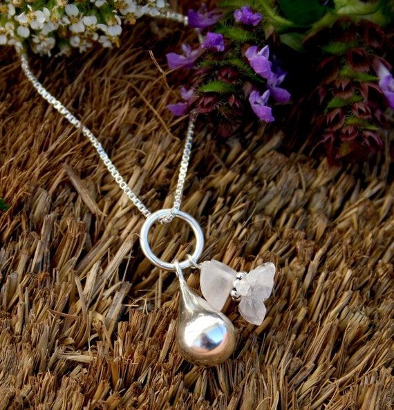 Memorial Jewelry Healing Tears Necklace with Rose Quartz