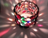 Candle Holder Votive Stained Glass gem - Home Decor Housewares & Living