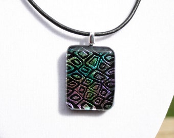 Multi-Color Dichroic Fused Glass Pendant. Fused Glass Jewelry