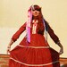 Classic Vintage -Red Peasant Dress- Maxi Full Length Floral Dress - Collared Prairie Dress - Childrens 11-12 or XS