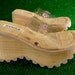 Soda 90s Platform Clear Daisy Sandals with Pink Rhinestones 5.5 Club Kid