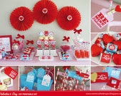 VALENTINES Printable Set - Includes Cupcake Toppers, Favor Tags, Candy Wrappers, Party Sign and more Il_170x135