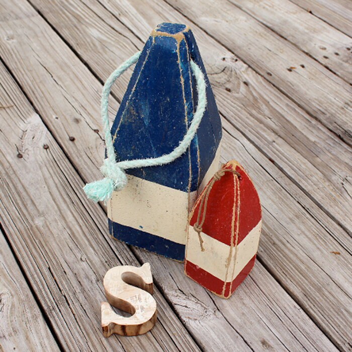 Beach Decor Lobster Buoy Vintage Style Nautical Wooden by