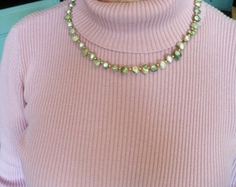 Faux Aqua Fresh Water Pearl and Gold Plate Bead 20" Necklace