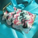 Miniature Dollhouse Turquoise and Pink Crocheted Ripple Afghan and Pillow