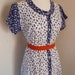 50's Cotton Dress Novelty Print Button Front House Dress M L