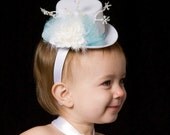 READY TO SHIP: Frosted Fairy Mini Top Hat Headband - White & Aqua Blue - Fits toddler to adult - Cutie Patootie Designz Il_170x135