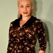 Vintage Floral Cardigan with Faux Fur Collar - Pearl Buttons Brown Velvet - Very Rockabilly 1960s Pinup