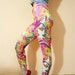 Vintage 80s Bright Floral Stretch Velvet Leggings