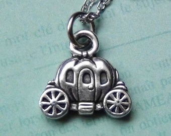 CINDERELLA CARRIAGE Necklace - Pewter Charm on a FREE Plated Chain