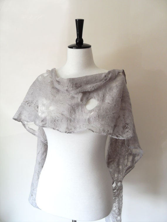 Grey Silver Wool Shawl Scarf Wraps Shawls for all seasons Gray