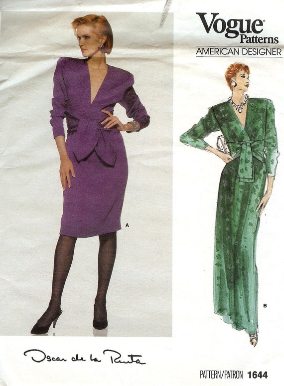 1980s Oscar de la Renta dress pattern Vogue 1644