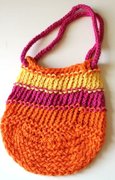 Knitted Bag Bright Loom Knit Cotton Tote Bag