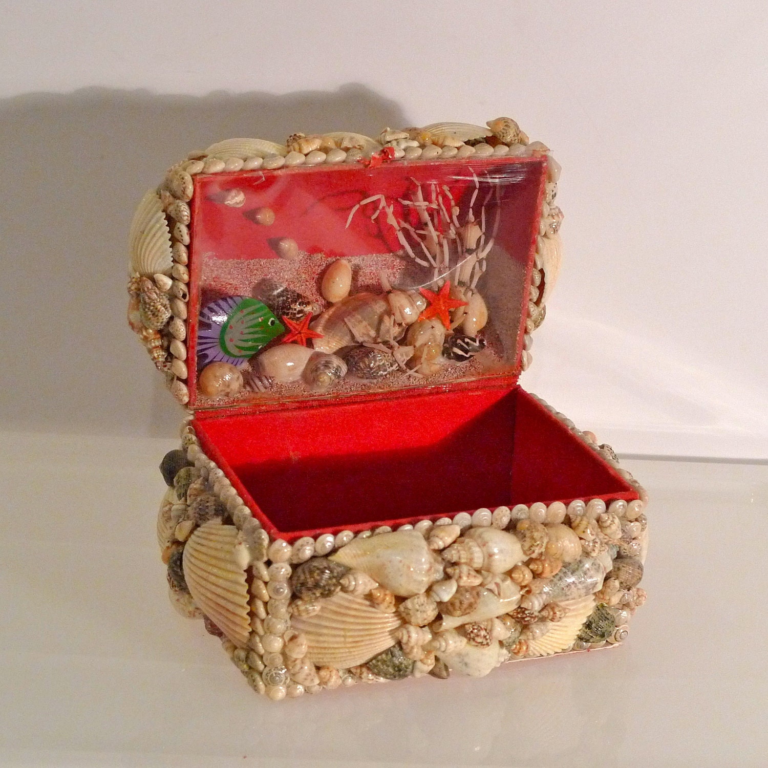 Shell Treasure Chest Vintage Seashell Jewelry Box Trinket Box