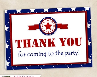 Graphic Design - Patriotic - 4th of July - Independence Day Party - Thank You Card - DIY Printable