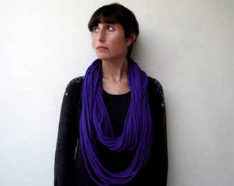 The noodle scarf - handmade in cobalt jersey cotton fabric