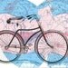 bike map print on world map 4 x 6