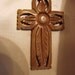 Elaborate Antique Hand Carved Folk Art Wood Cross Pendant / Vintage Jewelry / Jewellery