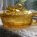 Amber Dolphin Sauce Dish, Cambridge Glass Co, Depression Glass Dolphin Gravy Boat
