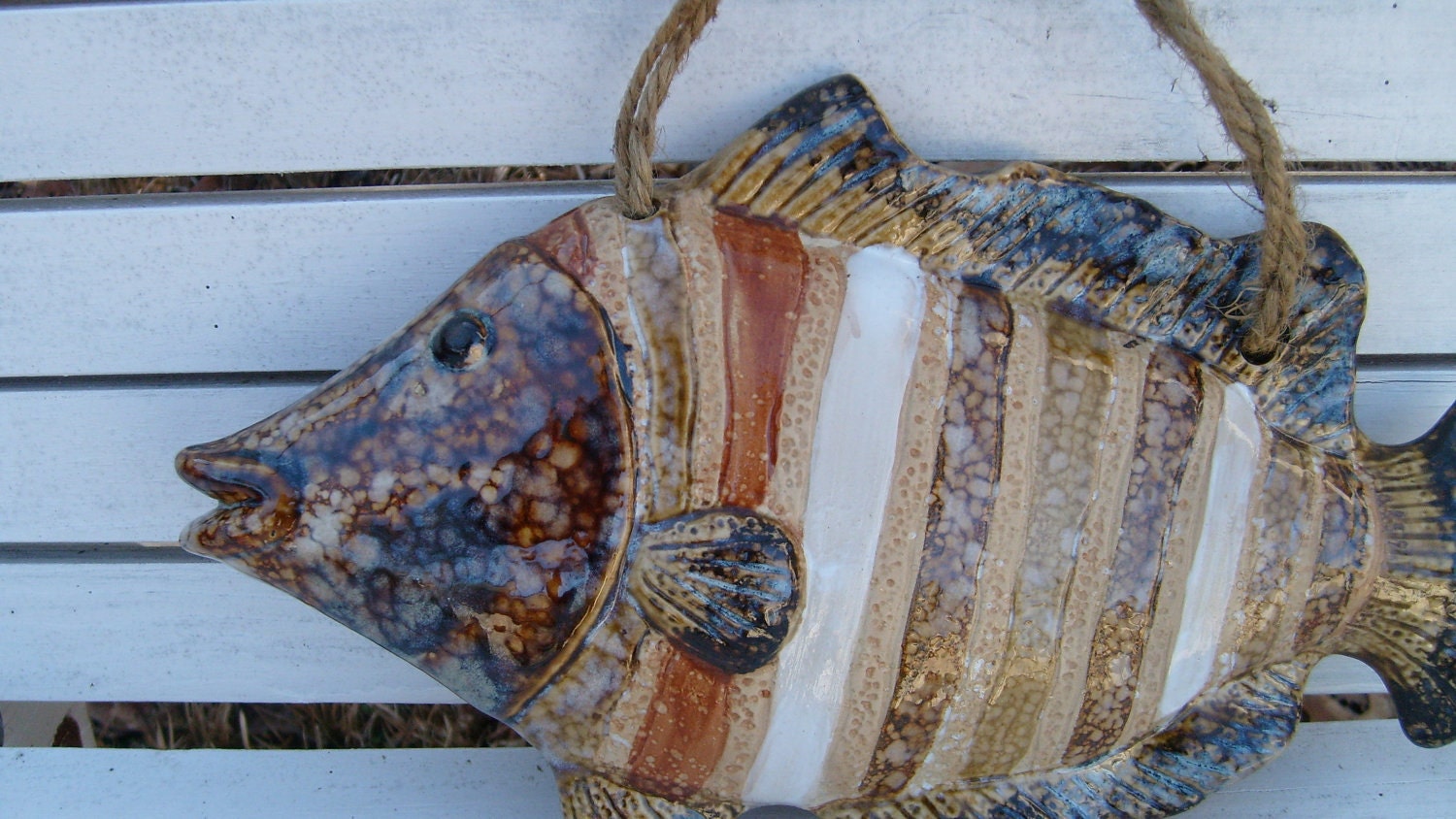 Large Fish With Rope Hanger Fish Wall Plaque Handmade