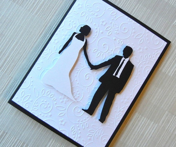 Wedding Card Congratulations Card Black and by KeyLimeCards