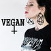 VEGAN Black Penatagram Hoop Earrings