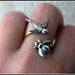 silver birds and the bees ring, bird ring, bee ring, bird accessory, bee jewelry, bee accessories, spring fashion, vintage style