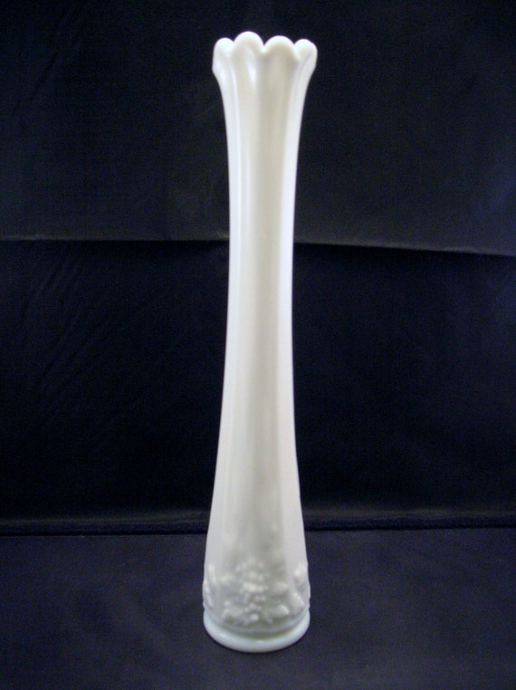 Westmoreland Paneled Grape Milk Glass Vase Tall Slender White