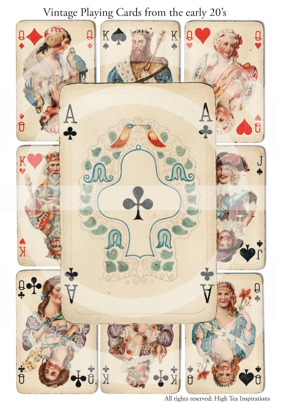 VINTAGE PLAYING CARDS Digital Collage Sheet Printable